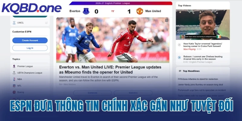 ESPN.com đưa thông tin chính xác gần như tuyệt đối